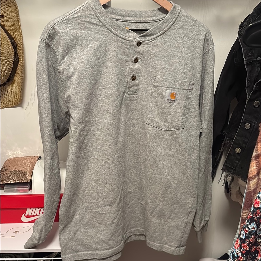 Carhartt Gray Long Sleeve Henley Shirt